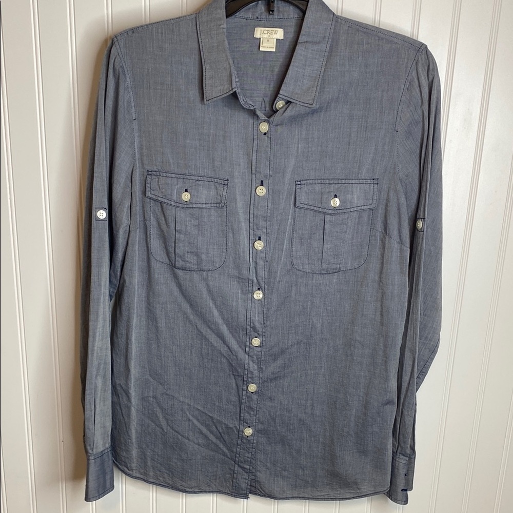 J. Crew women’s button up 100% cotton Blue size Medium